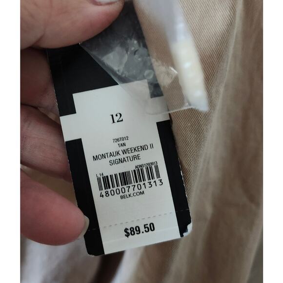 NEW Crown & Ivy Sz 12 Khaki Ruffle Jacket Suit Montauk Weekender II Tan - Picture 6 of 8